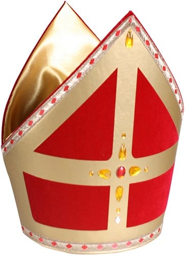 Mijter Sinterklaas Stefan TV Katoen Fluweel Rood