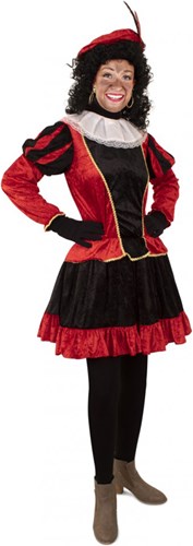 Pieten Jurkje Dames Rood-Zwart met Petticoat