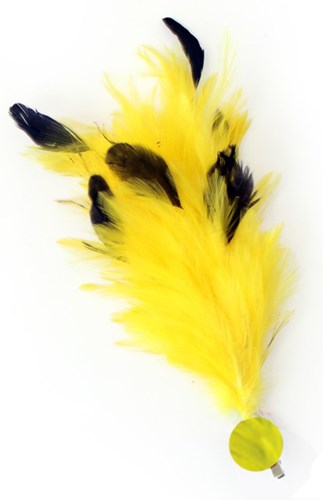 Gele Buigbare Verenpluim met Speld en Clip (30 cm)
