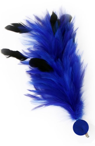 Blauwe Buigbare Verenpluim met Speld en Clip (30 cm)