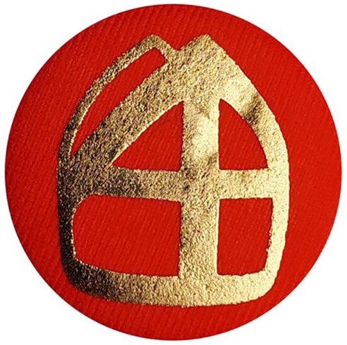 Button Sinterklaas met Mijter Rood
