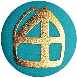 Button Sinterklaas met Mijter Turquoise
