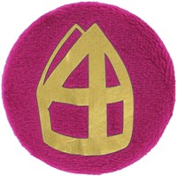 Button Sinterklaas met Mijter Pink