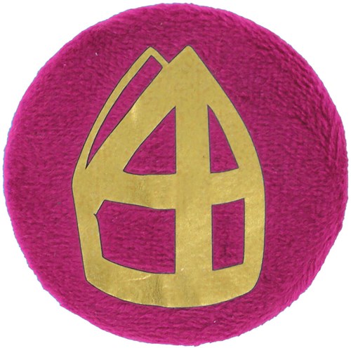 Button Sinterklaas met Mijter Pink
