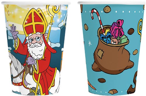 Bekers Sinterklaas Maneschijn Papier 210ml - 8st.