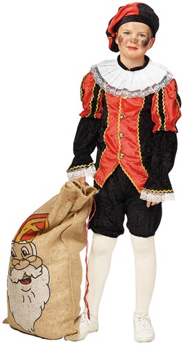 Luxe Zwarte Piet Kind Zwart/Rood