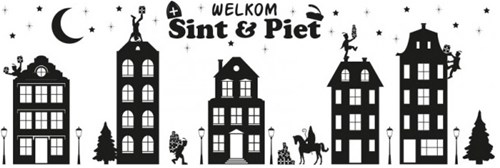 Sinterklaas Huisjes Raamstickers (75x25cm)