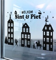 Raamstickers Sinterklaas Huisjes (150x50cm) (voorbeeld)