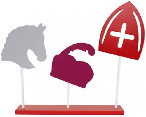 Sinterklaas, Piet en Paard Decoratie Plank (22x26cm)