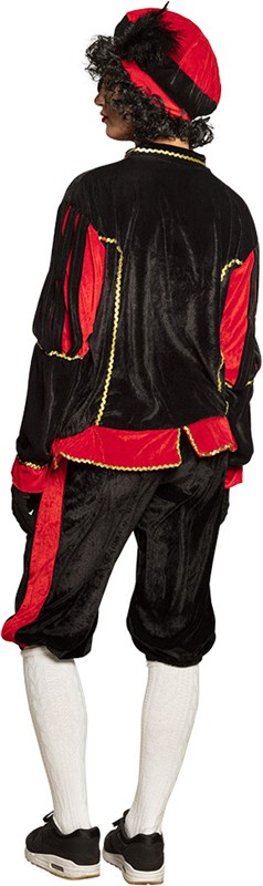 Zwarte Pietenpak Zwart-Rood voor Volwassenen (vrouw, achterkant)