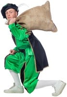 Kostuum Zwarte Piet Luxe met Cape Groen (zijkant)
