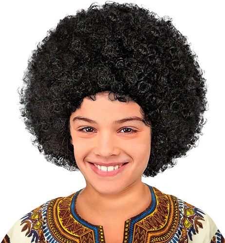 Afro Pruik Zwart Kind