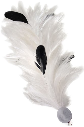 Witte Buigbare Verenpluim met Speld en Clip (30 cm)