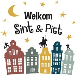 Welkom Sint & Piet Raamstickers 5st - 19x26cm