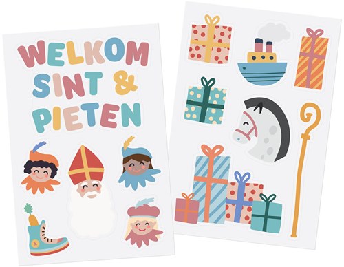 Raamstickers Sinterklaas Welkom Sint & Pieten - 13st