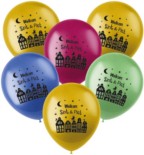 Ballonnen SInterklaas Welkom Sint & Piet 6st - 33cm