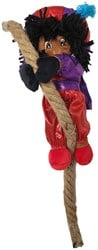 Decoratie Pop Shiny Zwarte Piet aan Touw (25cm)