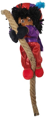 Decoratie Pop Shiny Zwarte Piet aan Touw (25cm)