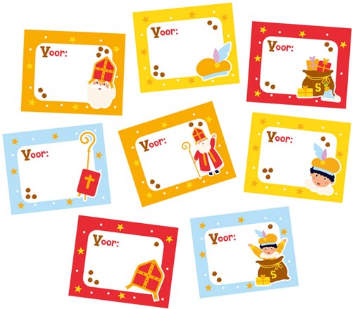 Sinterklaas Naamstickers Cadeau Etiketten - 50st