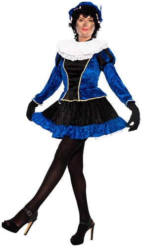 Pieten Jurkje Dames Blauw-Zwart met Petticoat