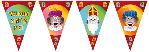 Welkom Sint & Piet Punt Vlaggenlijn Karton (6m)