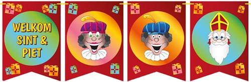 Welkom Sint & Piet Vlaggenlijn Vaandel Karton (6m)