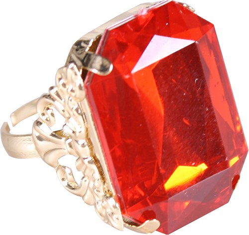 Ring Sinterklaas Goud/Rood (rechthoekige diamant)
