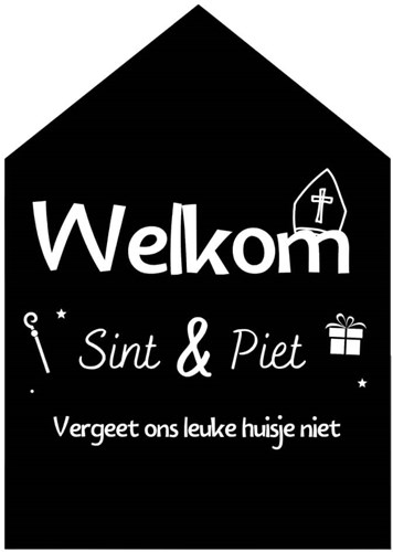 Welkom Sint & Piet Deco Huisje (21x30cm)